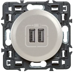 Mécanisme de prise double chargeur USB Céliane titane^Legrand Hot