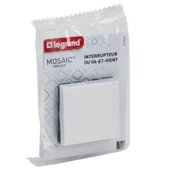 Mécanisme interrupteur va-et-vient à voyant Mosaïc blanc, 2 modules-Legrand Best