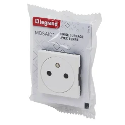 Mécanisme prise 2pôles+terre affleurante 2 modules Mosaïc-Legrand New