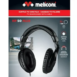 - Casque TV filaire analogique HP50 PLUS - Noir - Câble lisse 5m anti-noeuds - Contrôle volume sur fil^Meliconi Outlet