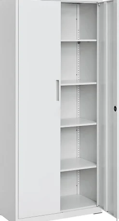 Meuble de Rangement Bureau, en Acier, Placard, avec 5 Étagères, Doubles Portes, Serrure, Armoire à Outils, Étagères Réglables-Nature Pro