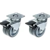75mm 3" roulette double caoutchouc gris pivotante avec frein capacité 200kg, jeu de 2-Parnells Best