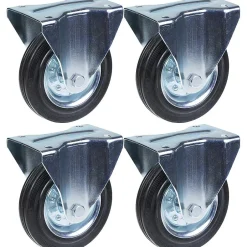 160mm 6" roulettes en caoutchouc, fixes, capacité de charge de 600kg, jeu de 4-Parnells Discount