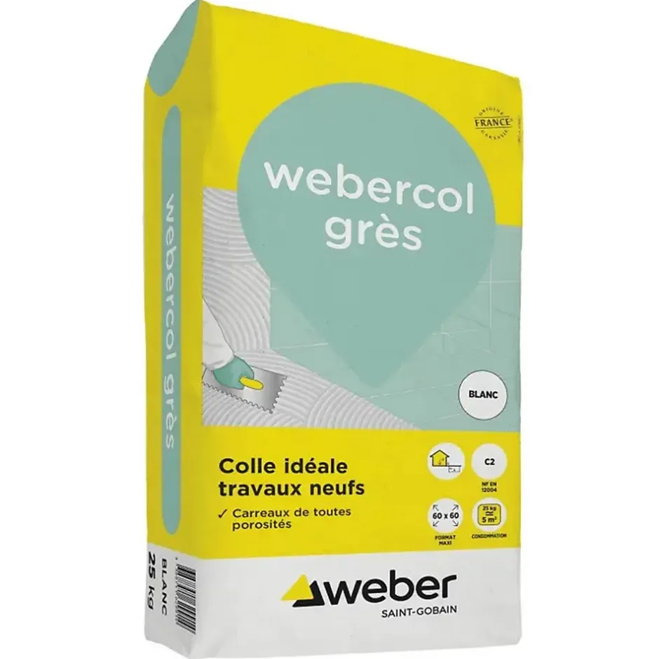 Mortier - colle à adhérence (C2) - COLLE GRES - Sac de 25 Kg - GRIS^Weber Sale