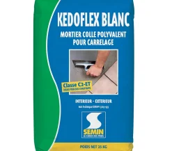 Mortier Colle Polyvalent pour Carrelage Kedoflex Blanc , Intérieur/Extérieur, sac de 25 kg-Semin