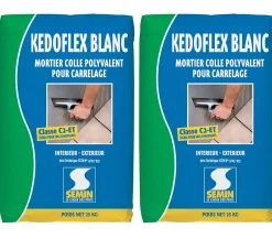Mortier Colle Polyvalent pour Carrelage Kedoflex Blanc , Intérieur/Extérieur, sac de 25 kg, lot de 2^Semin New