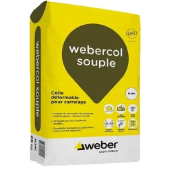 Mortier-colle déformable col souple - blanc - sac de 25 kg - Mortier colle souple - Blanc - 25 kg^Weber