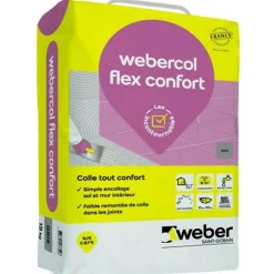 Mortier-colle pour carrelage (C2 SI G) .COL FLEX CONFORT - Sac de 15 kg - GRIS-Weber Clearance
