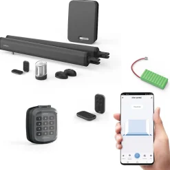 Motorisation connectée pour portail à battants Teha Connect + batterie de secours + digicode + 2 télécommandes supp.-Avidsen Hot