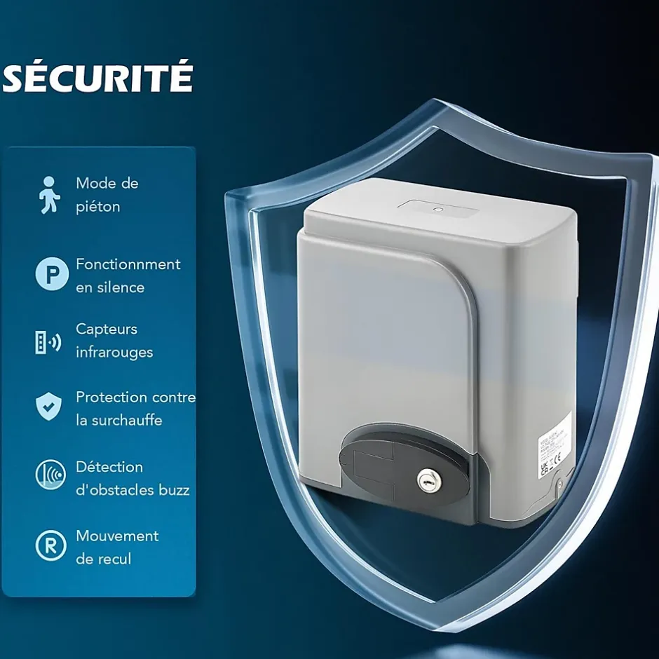 Motorisation Portail Coulissant 220V Capacité 600KG 12M, Moteur Portail Coulissant Électrique Automatique avec 2 Télécommandes-Nature Pro Discount