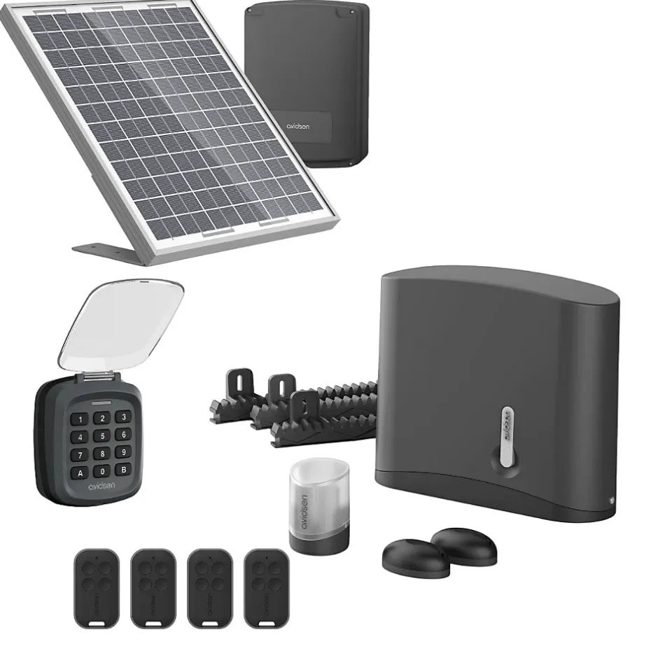 Motorisation solaire avec digicode Zenia pour portail coulissant 4 m-Avidsen Discount