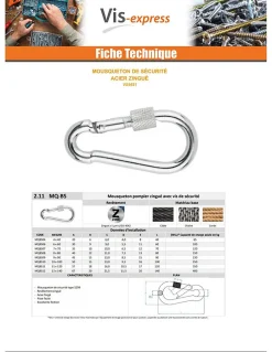 Mousqueton de sécurité Diamètre Câble 20 Acier zingué - 5 pièces^Vis Express Clearance