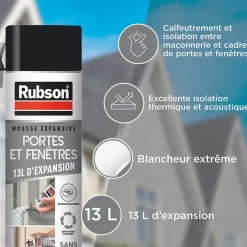 Mousse expansive Portes et Fenêtres aérosol 500ml-Rubson Discount
