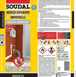 Mousse expansive Isoler et reboucher 360 500ml-Soudal Discount