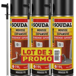 Mousse expansive jaune 3 x 500ml-Soudal Outlet