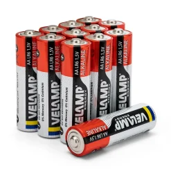 Mulitpack de 12 piles alcalines stilo LR6 AA, 1,5V, longue durée-Velamp