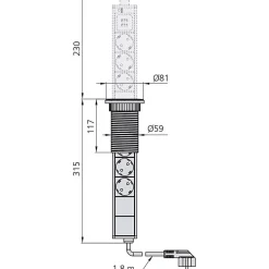 Multiconnecteur élévateur Vertikal 60 mm^Emuca Discount