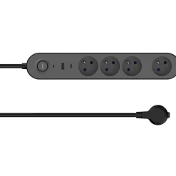 Multiprise 4 prises + 2 USB 1.5 m noire-Jacobsen Sale