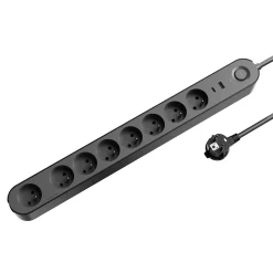 Multiprise 8 prises + 2 USB 1.5 m noir-Jacobsen Online