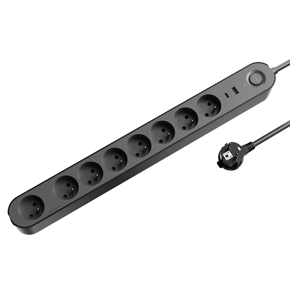 Multiprise 8 prises + 2 USB 1.5 m noir-Jacobsen Online
