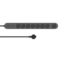 Multiprise 8 prises + 2 USB 1.5 m noir-Jacobsen Online