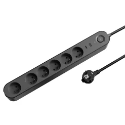 Multiprise 6 prises + 2 USB 1.5 m noire-Jacobsen Outlet