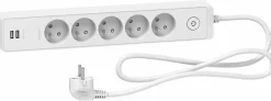 Multiprise 5 prises + 2 usb Odace blanc 1.5 m-Schneider Electric New
