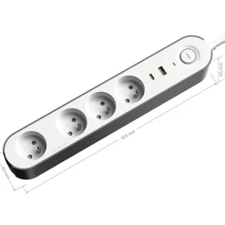 Multiprise 4 prises + 2 USB 1.5 m blanche-Jacobsen New