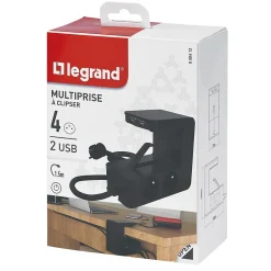 Multiprise 4 prises + 2 USB-A noir 1.5 m-Legrand Online