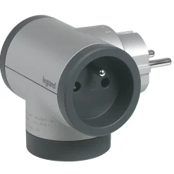 Multiprise 2 prises + 1 x USB-A + 1 x USB-C rotative aluminium et gris-Legrand Online