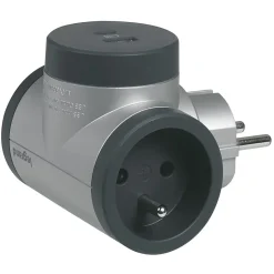 Multiprise 2 prises + 1 x USB-A + 1 x USB-C rotative aluminium et gris-Legrand Online