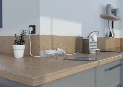 Multiprise 3 prises + 1 x USB-A + 1 x USB-C blanc et aluminium 1 m-Legrand Best