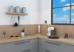 Multiprise 3 prises + 1 x USB-A + 1 x USB-C blanc et aluminium 1 m-Legrand Best