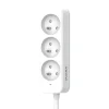 Multiprise 3 prises 2 pôles + terre Quarx blanc / gris 1.5 m- Clearance