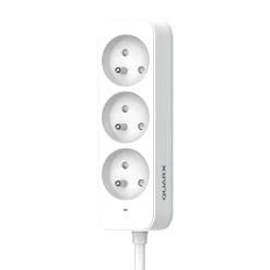 Multiprise 3 prises 2 pôles + terre Quarx blanc / gris 1.5 m- Clearance