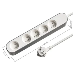Multiprise 5 prises 1.5 m blanche^Jacobsen Hot