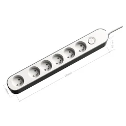 Multiprise 6 prises 3 m blanche-Jacobsen Outlet