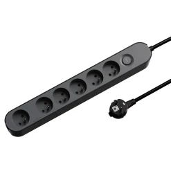 Multiprise 6 prises 1.5 m noire-Jacobsen Discount
