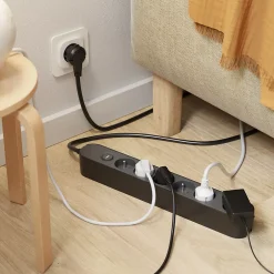 Multiprise 6 prises 1.5 m noire-Jacobsen Discount