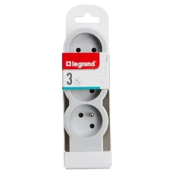 Multiprise 3 prises blanc et gris-Legrand Hot