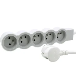 Multiprise 5 prises blanc et gris 3 m-Legrand Hot
