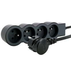 Multiprise 4 prises noir et gris 1.5 m-Legrand Hot