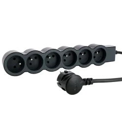 Multiprise 6 prises noir et gris 1.5 m^Legrand Discount