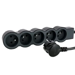 Multiprise 5 prises noir et gris 1.5 m-Legrand New