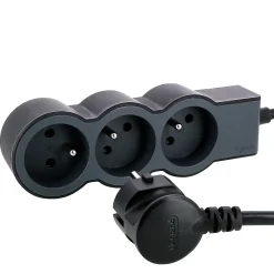 Multiprise 3 prises noir et gris 1.5 m-Legrand Hot