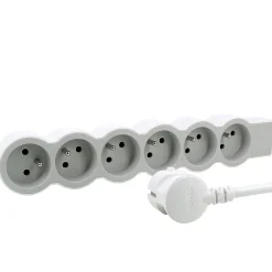 Multiprise 6 prises blanc et gris 3 m-Legrand Sale