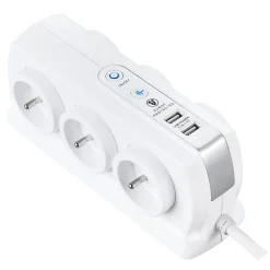 Multiprise 6 prises parafoudre USB 2m blanc^Masterplug
