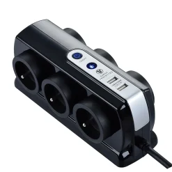Multiprise 6 prises parafoudre USB Diall 2m noir^Masterplug Sale