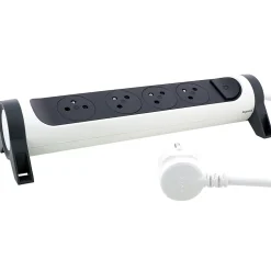 Multiprise 4 prises rotative à fixer blanc et gris 3 m^Legrand Discount