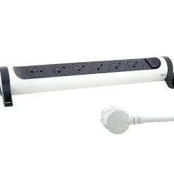 Multiprise 6 prises rotative à fixer blanc et gris 3 m^Legrand Sale